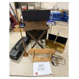 Misc. Lot - Brass Magazine Rack, Fold Up Table