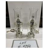 Crystal Prism Hurricane Boudoir Lamps - 16' High