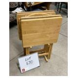 4 Wood TV Trays - (2 Well Worn)