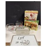 (2) Apple Peelers (2) FireKing Measures,RefrigSet