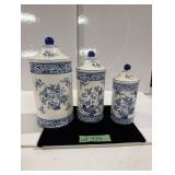 (3pc) Blue & White Cannister Set
