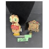 Vintage Windup Mechanical Owl & Cuckoo Clock