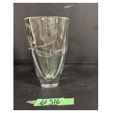 Signed Heavy Crystal Glass Vase