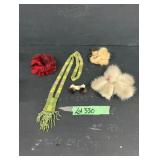 Beaded Necklace & Fur Brooches