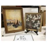 (2) Unsigned Oil on Board