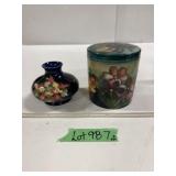 (2) Moorcroft - Lidded Dish & Vase - Chipped