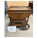 Walnut Tea Wagon - (2) Removable Glass Trays