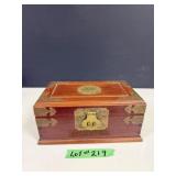 Vintage Asian Wood/ Brass Jewelry Box