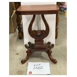 Mahogany Lyre Side Table - Needs Repair