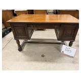 Victorian Golden Oak Desk - Carved Motifs