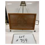 Carved Wood Tray- Brass Handles