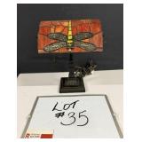 Stained Glass Dragonfly Bankers Lamp