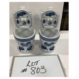 (2) Decorative Ceramic Brush Holders