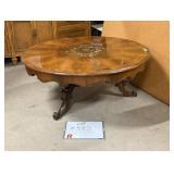 Marquetry Centre Round Table w/ Cabriole Legs