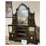 Victorian Ebonized Inlaid Mirror Back Sideboard
