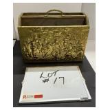 Vintage Hammered Brass Magazine Rack