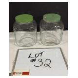 Vintage Large Square Glass Jar w/ Metal Lid