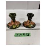 (2) Moorcroft Candle Holders - 'Hibiscus' Pattern