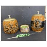 (2) Brown Glazed Stoneware Beer Steins