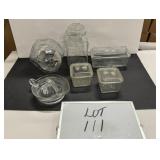 (3) Refrigerator Dishes, Juicer, (2) Cannisters