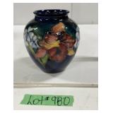 Moorcroft Cobalt Blue Vase - ' Orchid' Pattern