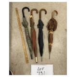 (4) Vintage Umbrellas, (1) Yard Stick