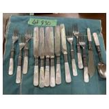 (14 pc) EPNS Mother of Pearl Handled Flatware