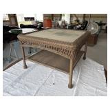 Glass top wicker table- 30X 30'