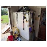 Misc content in garage (brushes, cleaning, etc)