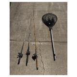 Fishing rods reels and dip net