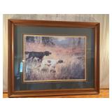 Large framed hunting dog print