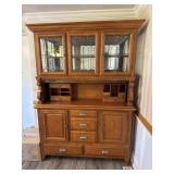 Two piece oak roll top buffet