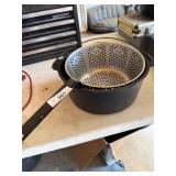 Cast iron pot with deep fry basket