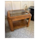 Oak glass top end table