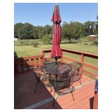 Rod iron patio set with umbrella