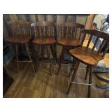 4 wooden barstools
