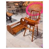 Antique Baby Doll High Chair and Crib