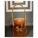 4 ' RETRO ORANGE GLASS JAR W/ CORK STOPPER