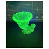 3 ' URANIUM VASELINE GLASS CORNUCOPIA TOOTHPICK