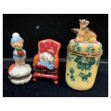 3 FIGURAL PORCELAIN TRINKET BOXES