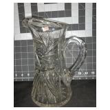 8.5 ' GLASS CUT GLASS SWIRL PITCHER