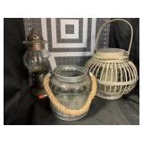 3 DECORATIVE CANDLE HOLDERS - ASSORTED SIZES