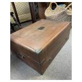 LARGE VINTAGE WOOD & BRASS SILVER CHEST - 24 X 17