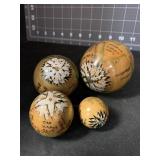 4 WOOD NESTING GLOBES - 1 ' TO 3 '