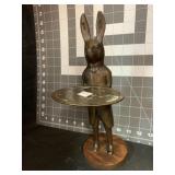 11.5 ' BRASS BUNNY BUTLER ON WOOD BASE