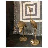 PAIR VINTAGE BRASS CRANES 7.5 - 12 '