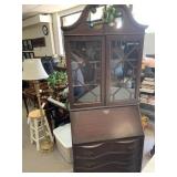 ANTIQUE ONE PIECE MAHOGANY SECRETARY W/ CABINET