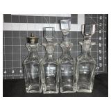 4 ANTIQUE CRYSTAL 7 ' CONDIMENT BOTTLES