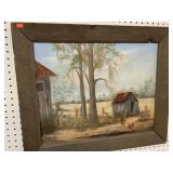 ORIGINAL SOUTHERN FARM PAINTING ON CANVAS BY RUBY