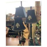 3 DECORATIVE TABLE LAMPS W/ BLACK SHADES - 24 '